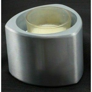 Ambria Votive Candle Holder Triangle Shaped Satin Silver Colored Metal